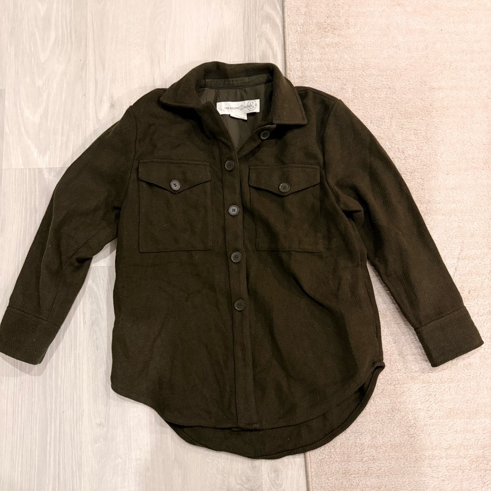 Treasure & Bond Women’s Shirt‎ Jacket in Olive Green